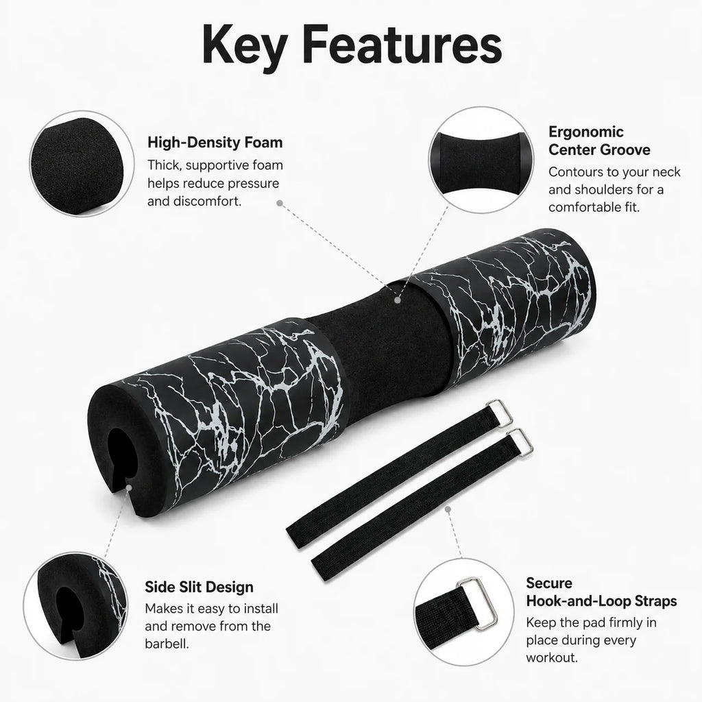 Barbell Squat Pad Foam Neck Shoulder Support with Straps for Hip Thrusts Lunges Weight Lifting Gym Workout Training Fitness Sets