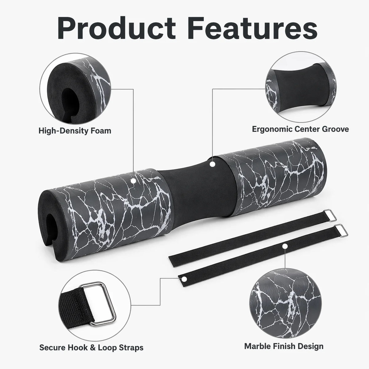 Barbell Squat Pad Foam Neck Shoulder Support with Straps for Hip Thrusts Lunges Weight Lifting Gym Workout Training Fitness Sets
